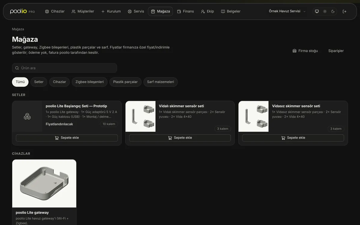 poolio Pro — Materials